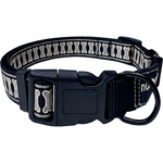 Load image into Gallery viewer, Nunbell Reflector Bone Print Dog Collar