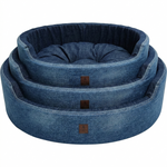 Load image into Gallery viewer, SmartyPet Foam Basket Denim Soft Round Pet Bed