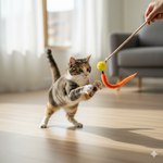 Load image into Gallery viewer, Cat Teasing Wooden Stick with Rattan Ball
