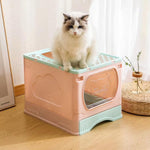 Load image into Gallery viewer, Foldable Enclosed Cat Litter Box with Drawer & Scoop | Anti-Tracking Top Exit