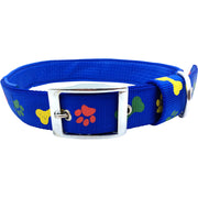 Vibrant Paw-Print Padded Nylon Dog Collar