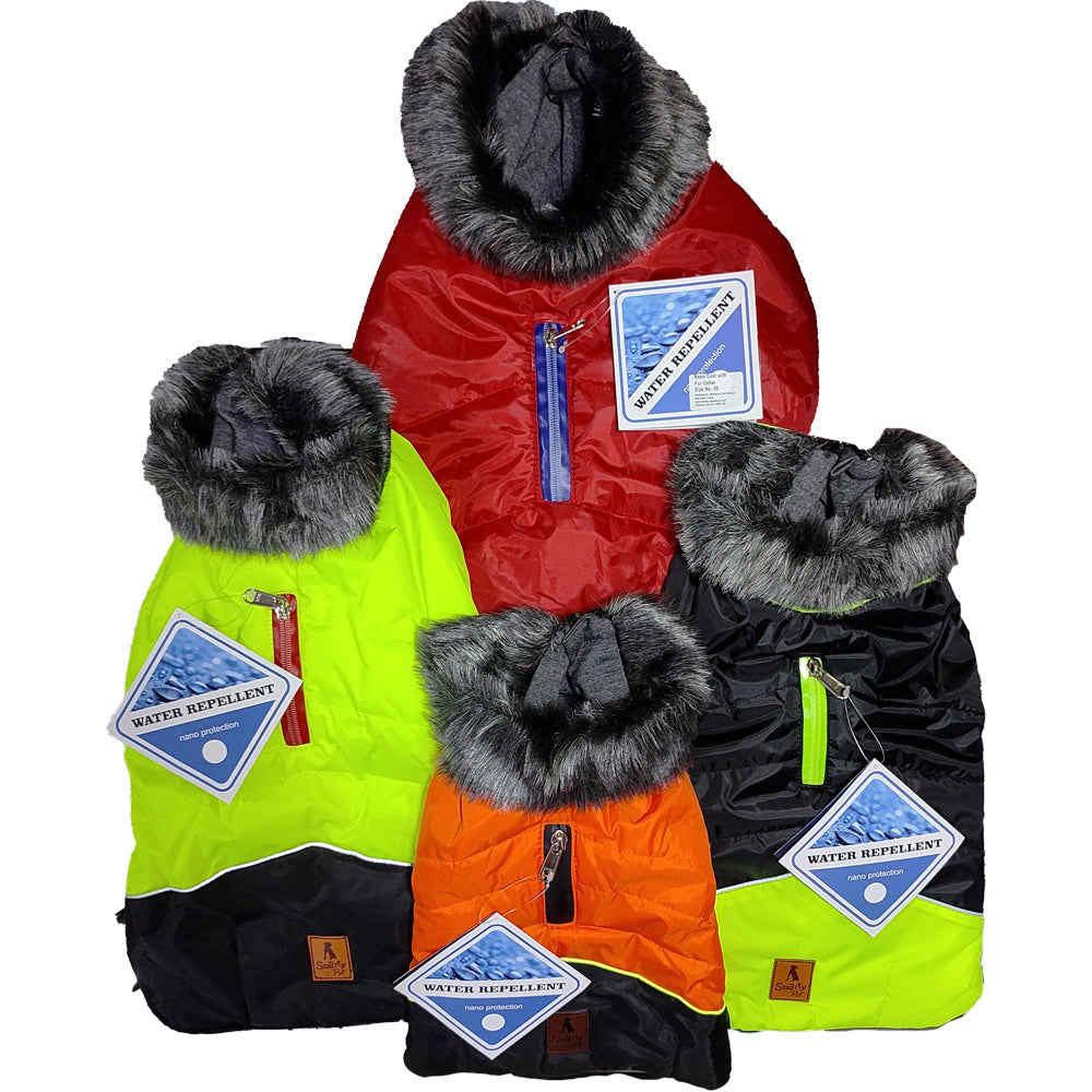 SmartyPet Nano Water-Repellent Dog Winter Jacket with Fur Collar
