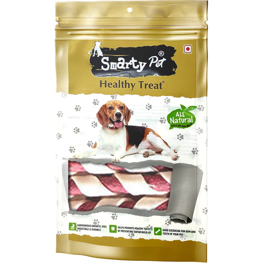 Smarty Pet Healthy Braided Chicken Munchy Stick Treats for Dogs - 25X1