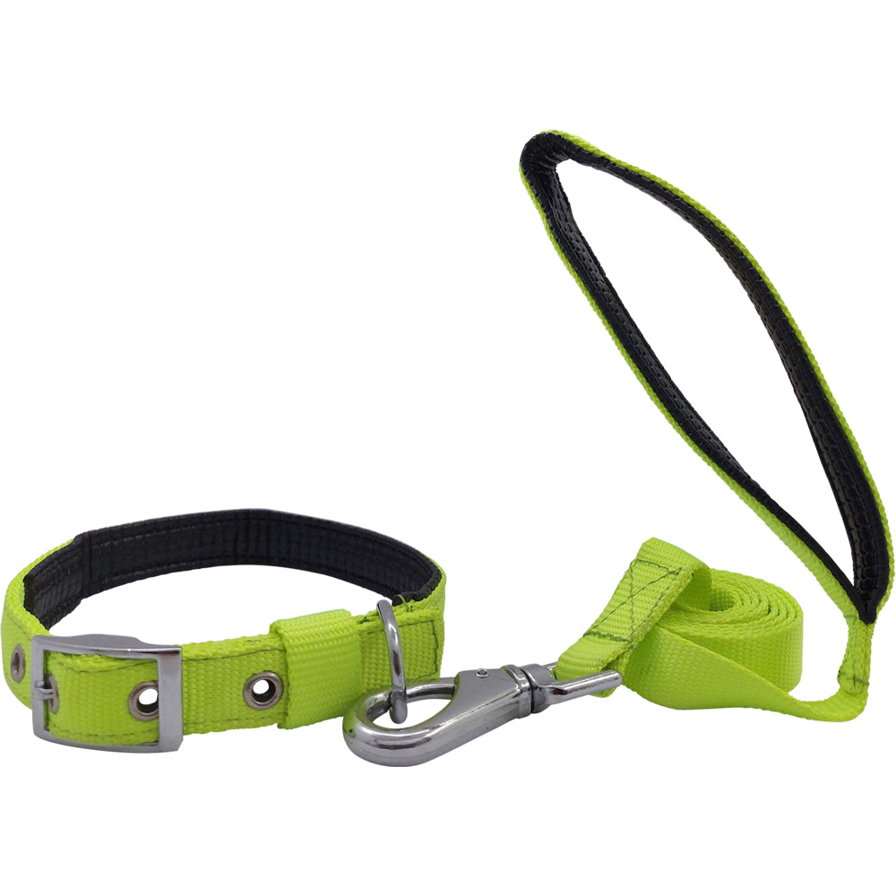 Leash & Collar-Plain Nylon Padded for Dogs (Color May Vary)