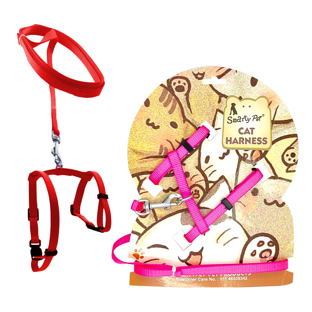 Cat Harness & Leash - 10mm Plain Nylon (Color May Vary)