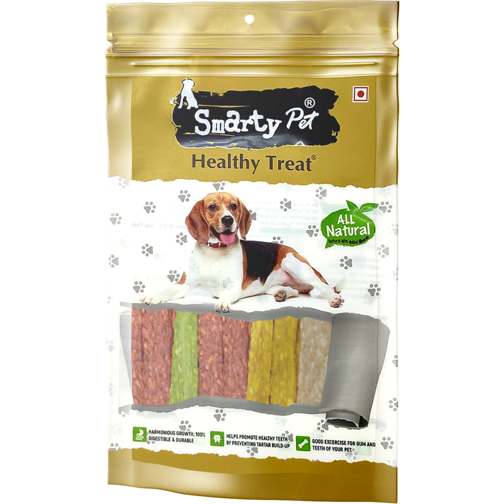 Smarty Pet Healthy Flat Munchy Sticks Dog Treats – 500g, (Mix Flavor)