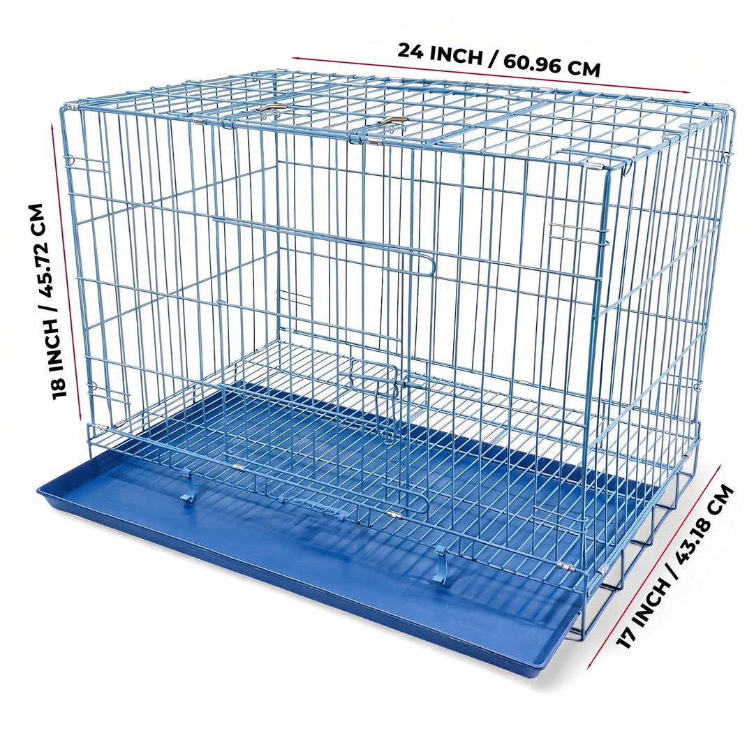Smarty Pet Heavy Duty Collapsible Wire Pet Cage – Vibrant Blue