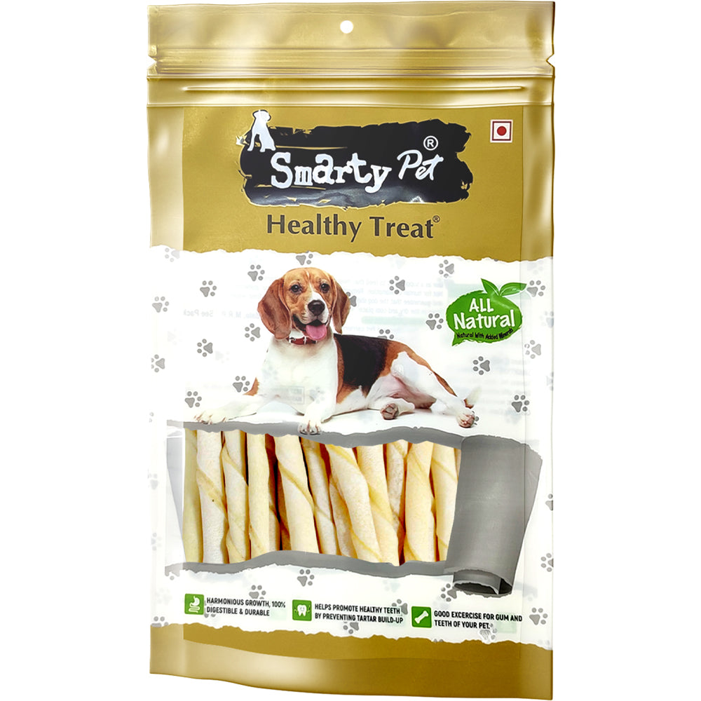 Milky White Twisted Chew Sticks