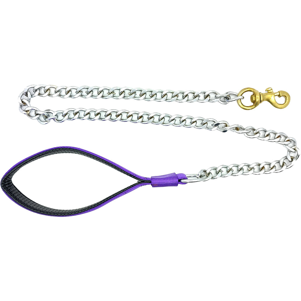 Heavy-Duty Chrome Chain Dog Leash with Padded Foam Handle