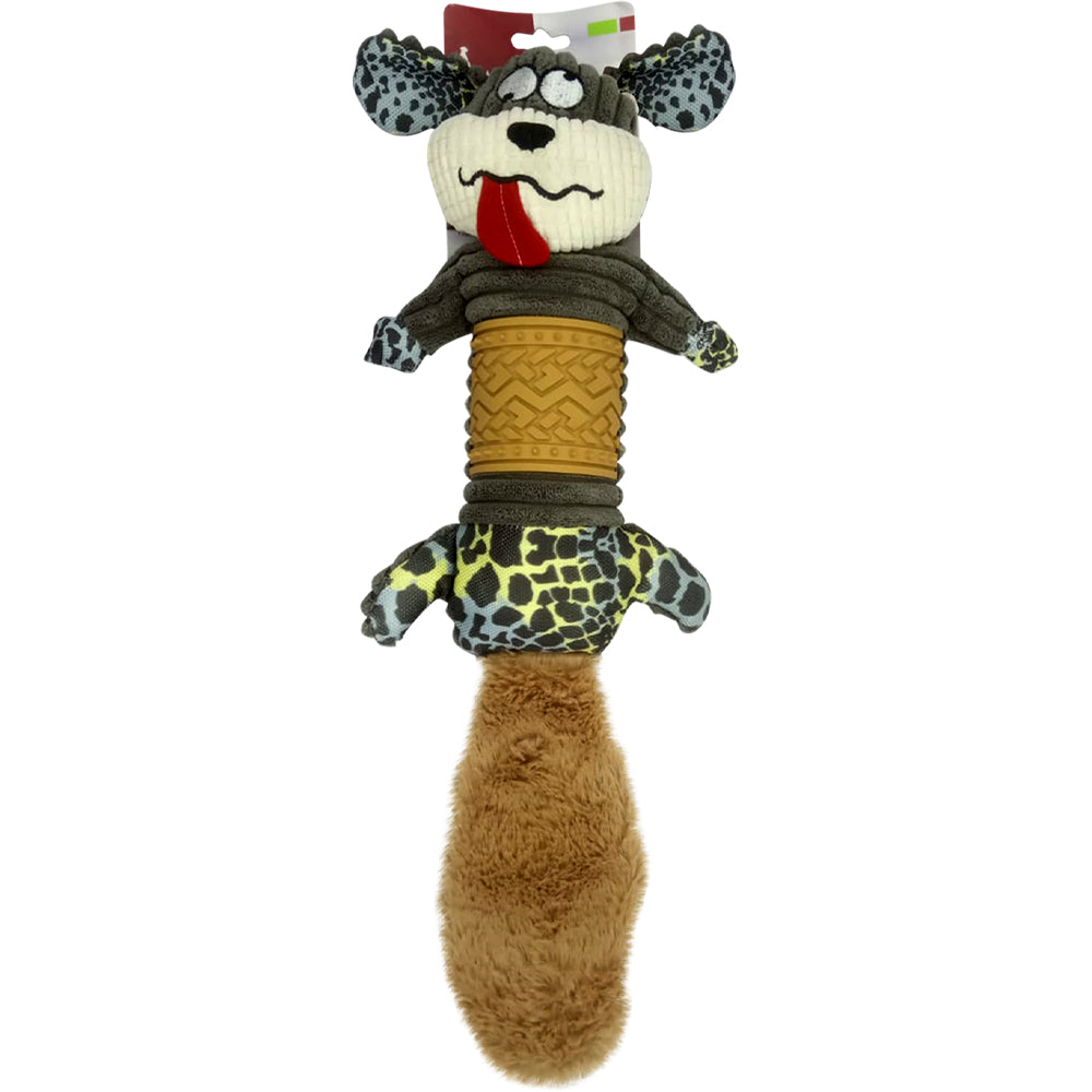 Multi-Texture Corduroy & Rubber Dog Toy - Durable Plush Dental Chew