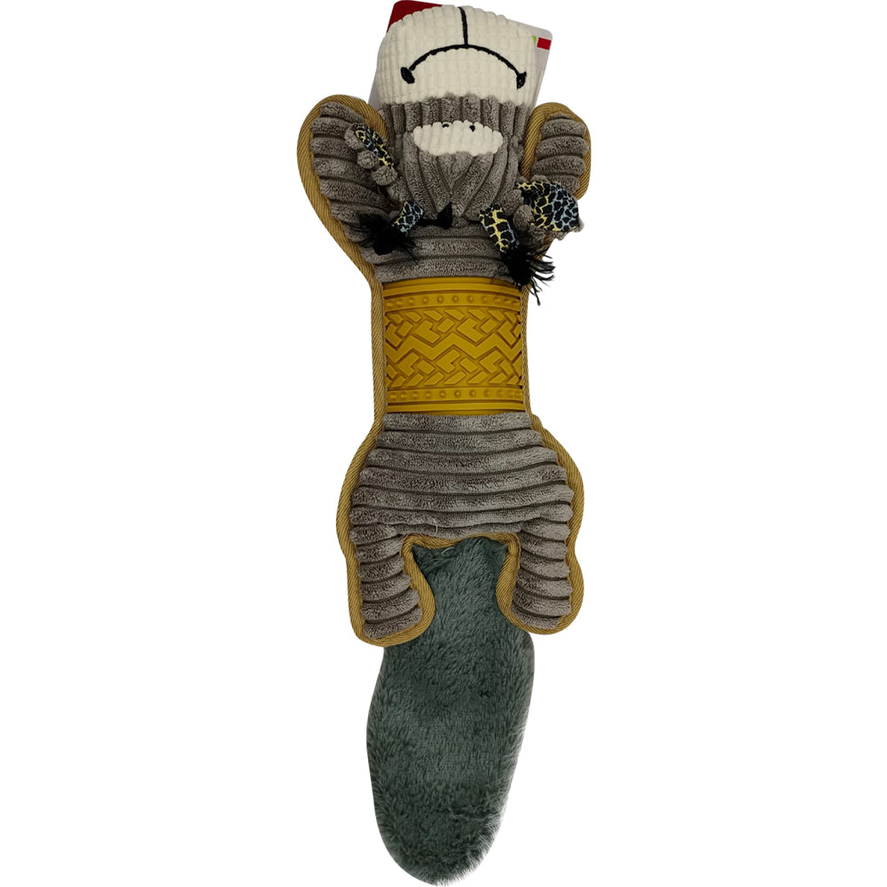 Multi-Texture Corduroy & Rubber Dog Toy - Durable Plush Dental Chew