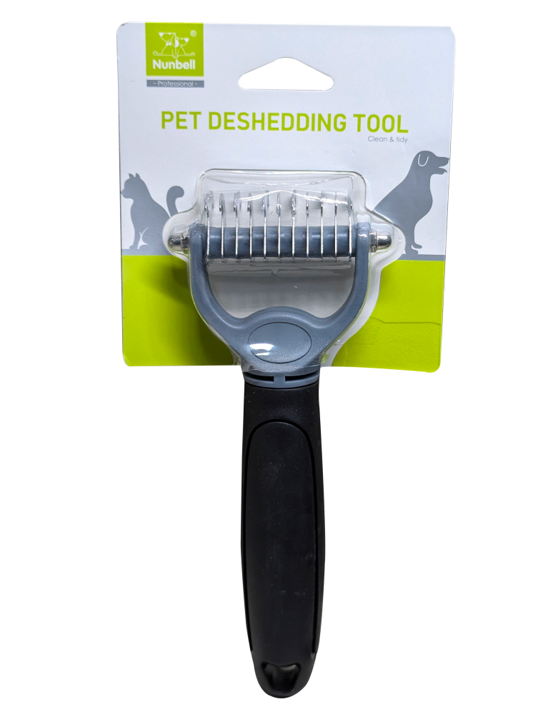 Nunbell Professional Dual-Sided Pet Dematting & Deshedding Rake