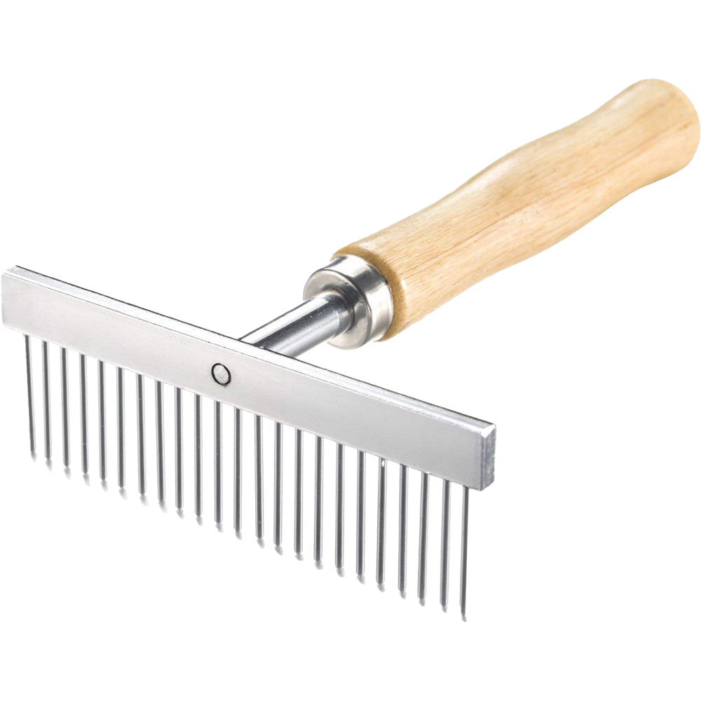 Wooden Handle T-Shape Undercoat Rake | Professional Grooming Comb for Dogs & Cats