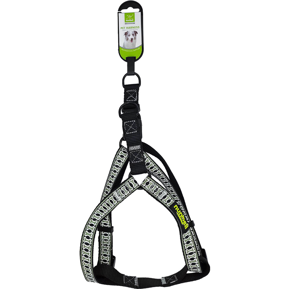 Nunbell Reflector Bone Print Dog Harness