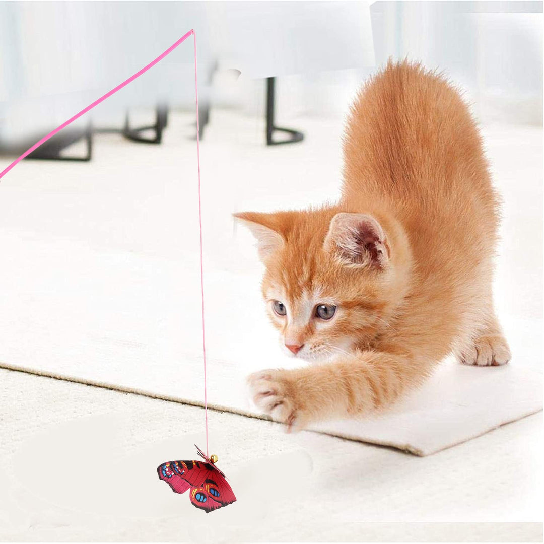 Basil Butterfly Cat Teaser Wand with Bell – Interactive Cat Toy