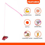Load image into Gallery viewer, Basil Butterfly Cat Teaser Wand with Bell – Interactive Cat Toy