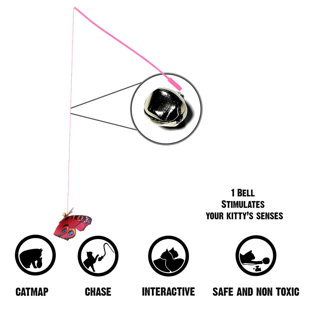 Basil Butterfly Cat Teaser Wand with Bell – Interactive Cat Toy