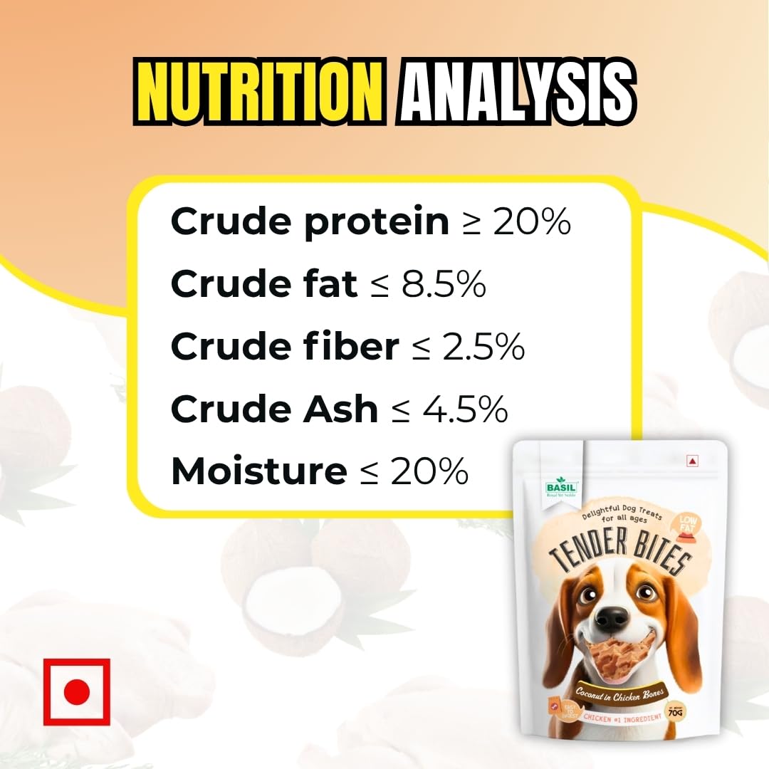 Basil Tender Bites - Coconut in Chicken Bones Dog Treats (70g)