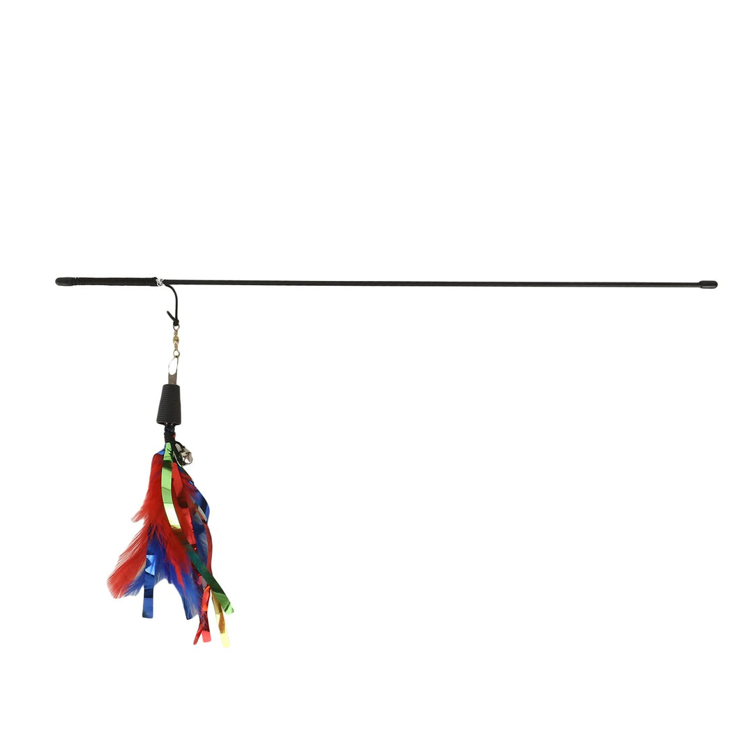 Basil Feather Wand Cat Teaser Toy with Bell & Tinsel