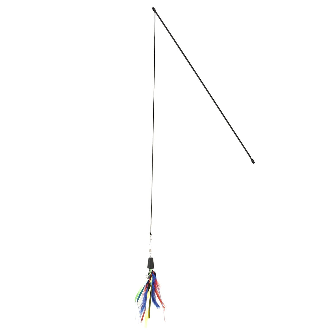 Basil Feather Wand Cat Teaser Toy with Bell & Tinsel