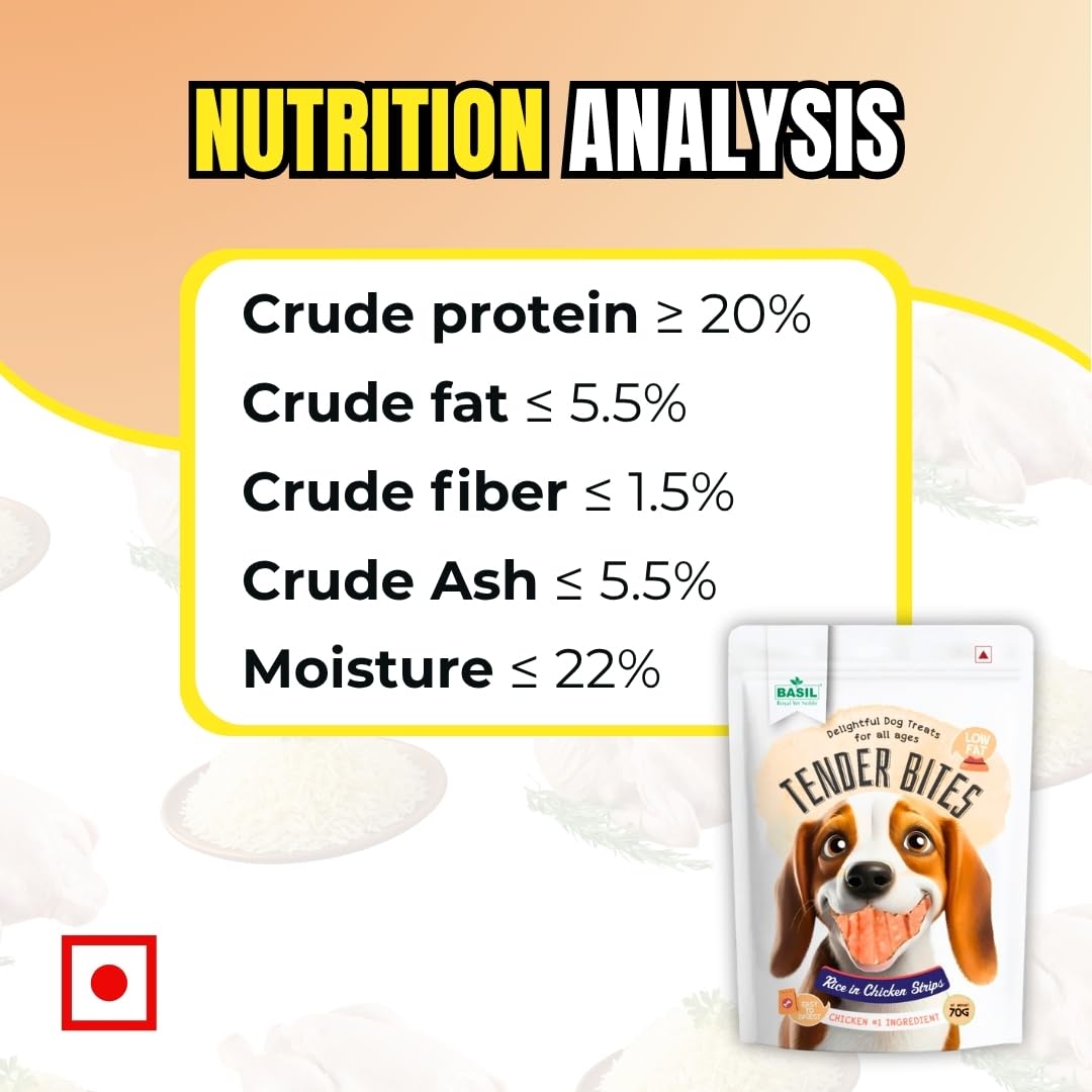 Basil Tender Bites Rice in Chicken Strips Dog Treats (70g)