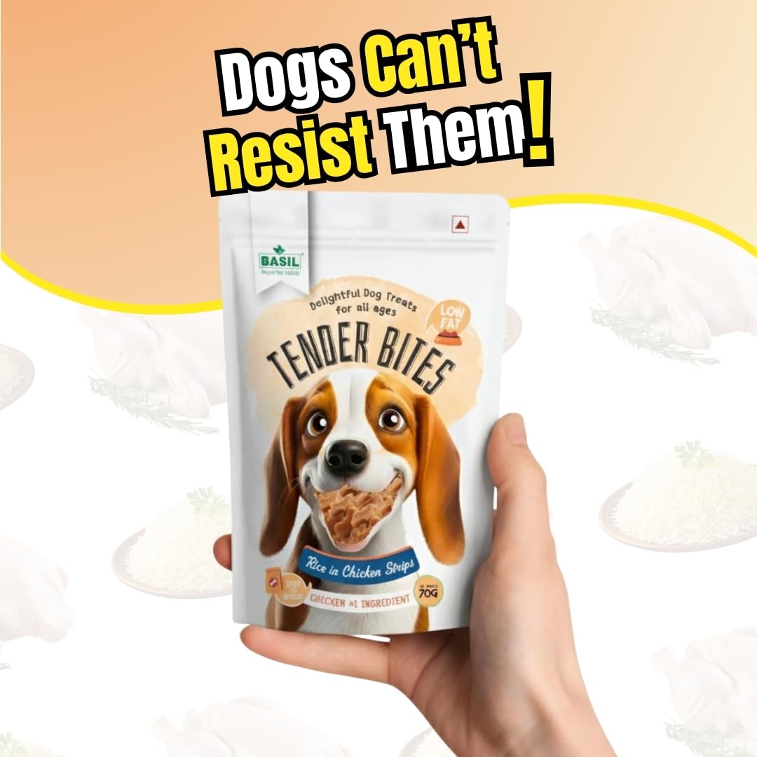Basil Tender Bites Rice in Chicken Strips Dog Treats (70g)
