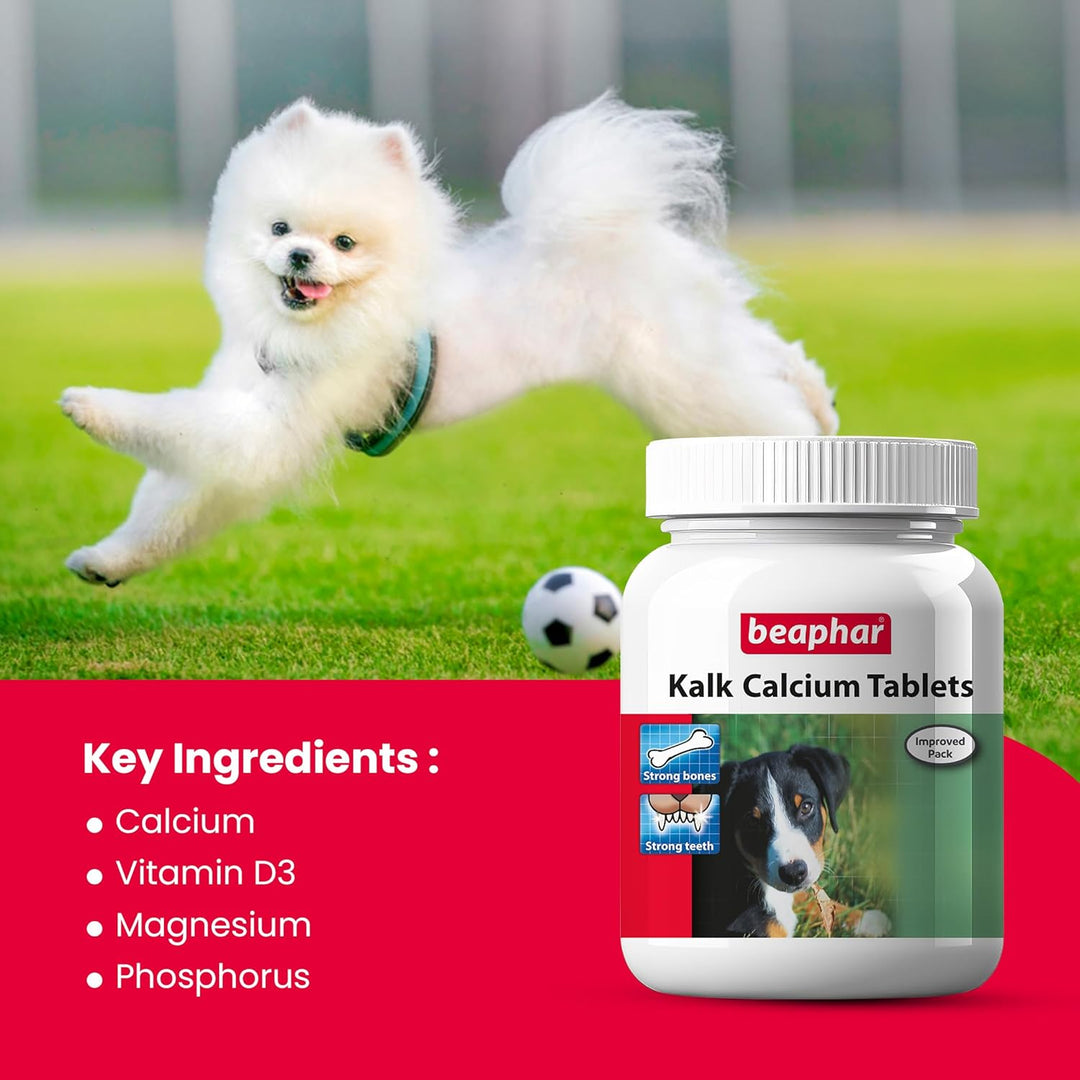 Beaphar Kalk Calcium Tablets for Dogs & Cats – Strong Bones & Healthy Teeth