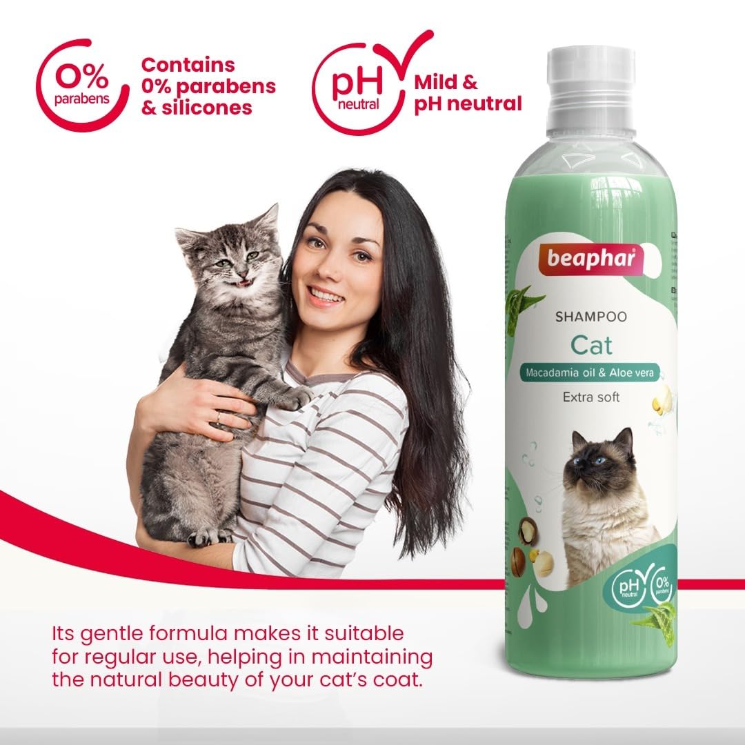 Beaphar Extra Soft Cat Shampoo - Macadamia Oil & Aloe Vera (250ml)