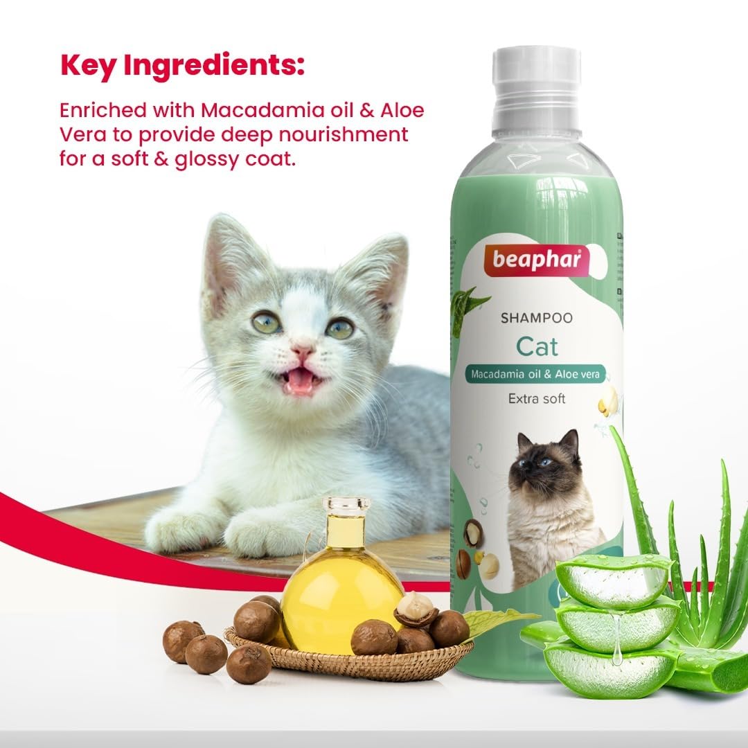 Beaphar Extra Soft Cat Shampoo - Macadamia Oil & Aloe Vera (250ml)