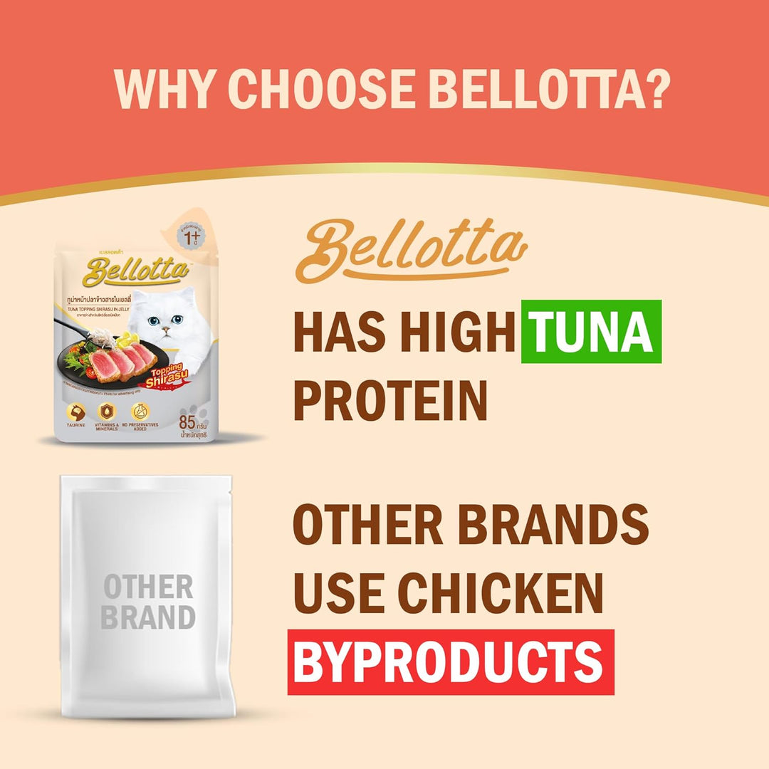 Bellotta Adult Wet Cat Food Pouch – Tuna Topping Shirasu in Jelly