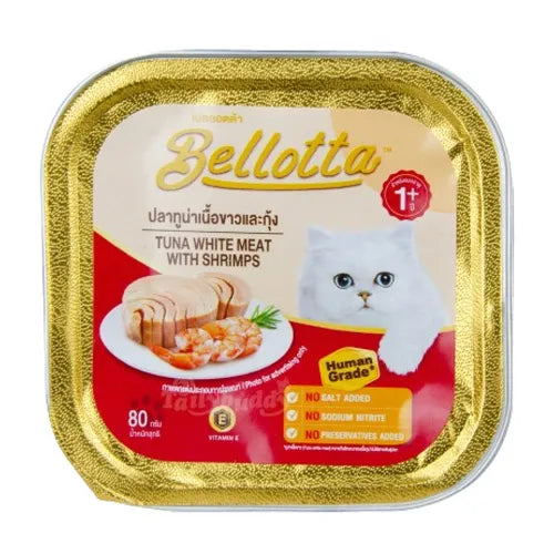 Bellotta Gourmet Cat Tray – Tuna White Meat with Shrimps 80gm x 7 Pcs