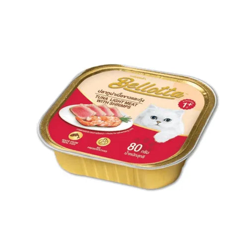 Bellotta Gourmet Cat Tray – Tuna White Meat with Shrimps 80gm x 7 Pcs