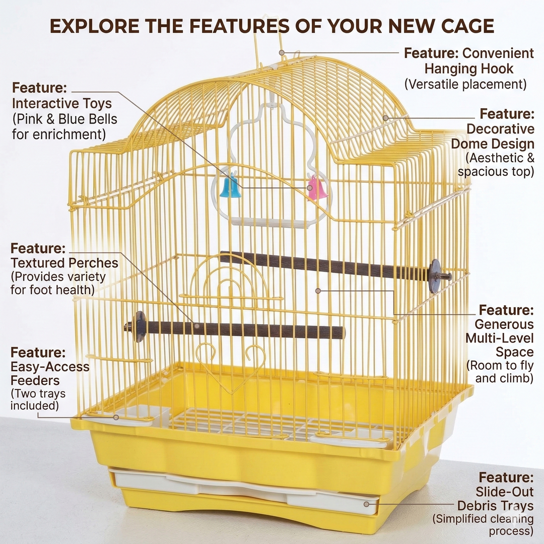 Bird Cage-105 Classic Arch-Top Canary & Finch (30x23x39cm)