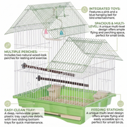 Deluxe Split-Level Gable Roof Bird Cage-304 (35x28x48cm)
