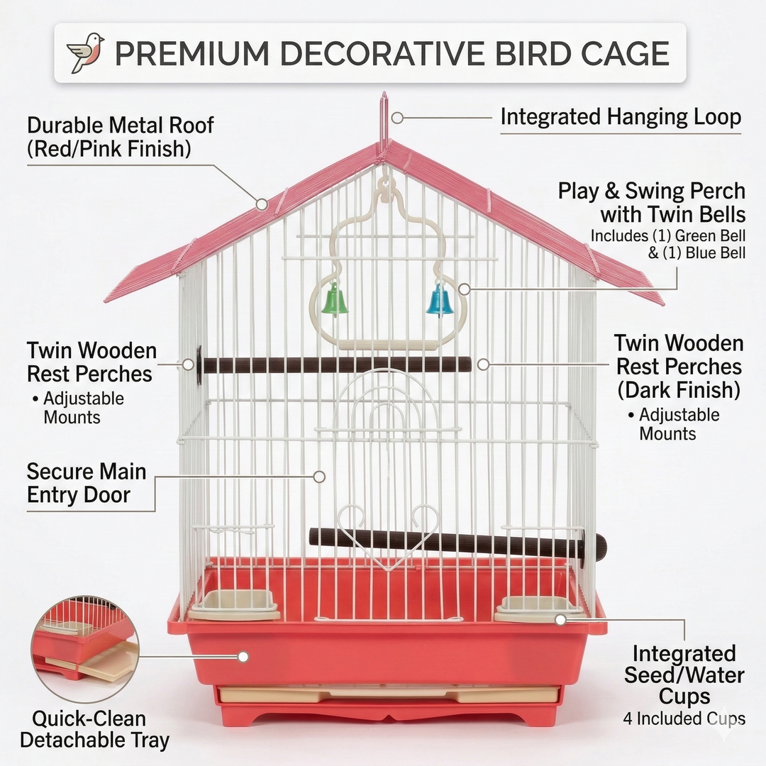 Bird Cage-P101 Vibrant Gable-Roof (30 x 23 x 39cm)