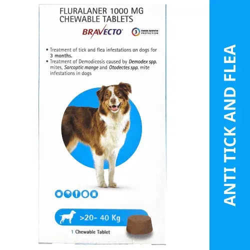Bravecto 1000mg Chewable Tablet for Large Dogs (20-40kg)