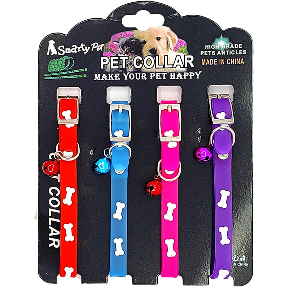 SmartyPet Adjustable Pet Collar with Safety Bell (Color May Vary)
