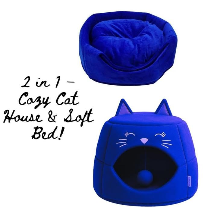 SmartyPet 2-in-1 Foldable Cat House & Cuddle Bed (Color May Vay)