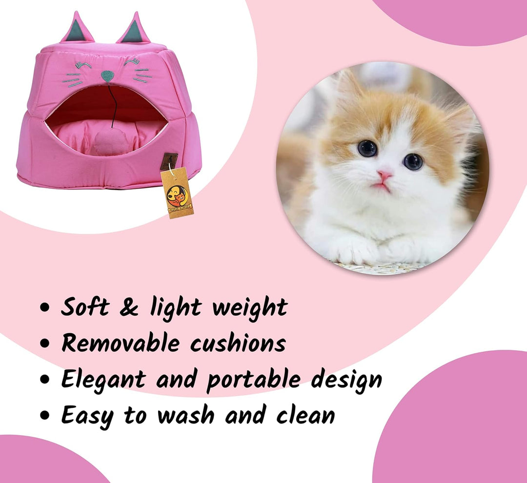 SmartyPet Cat House 2-in-1 Foldable Pet Bed & Cave, Small - Plain (Color May Vary)