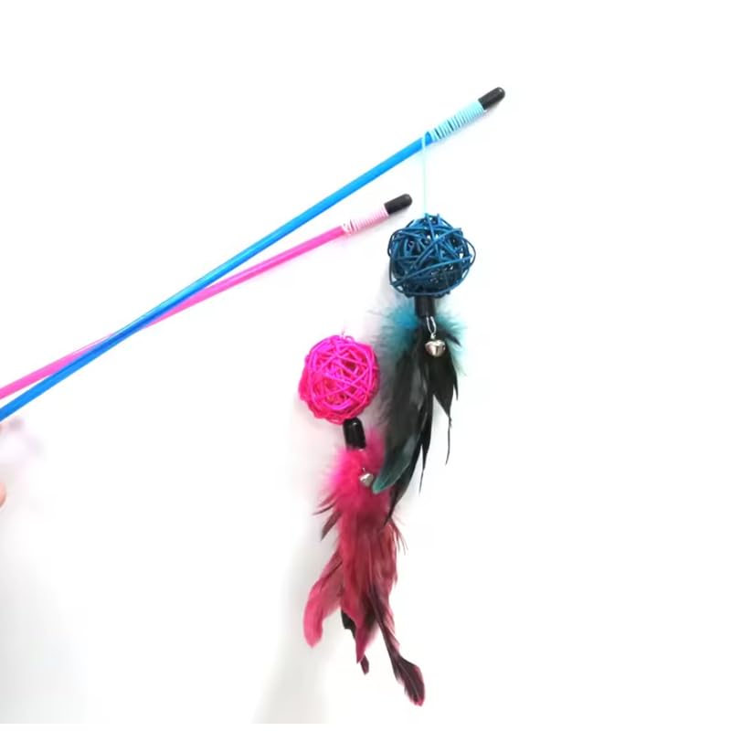 Cat Teasing Plastic Stick with Rattan Ball