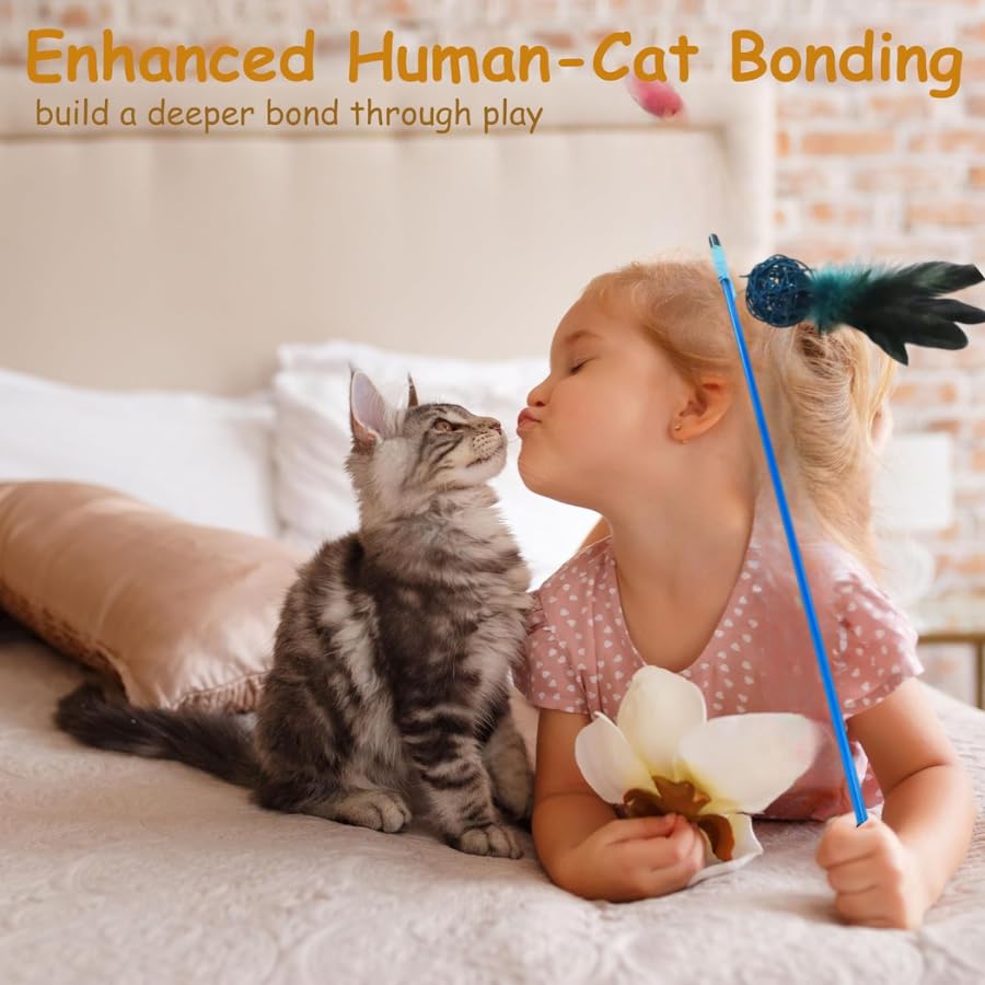 Cat Teasing Plastic Stick with Rattan Ball