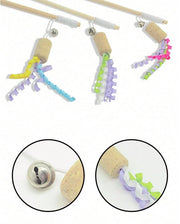 Premium Natural Wooden Cat Wand Toy with Cork & Jingle Bell