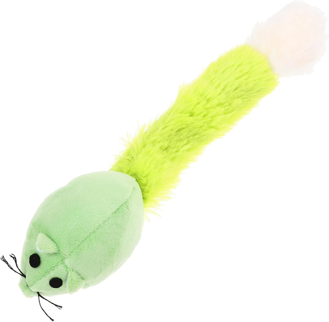 Cat Toy-Plush Rat with Fur Tail-1pc Pack (Color May Vary)
