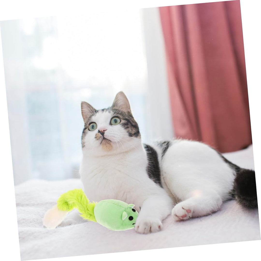 Cat Toy-Plush Rat with Fur Tail-1pc Pack (Color May Vary)