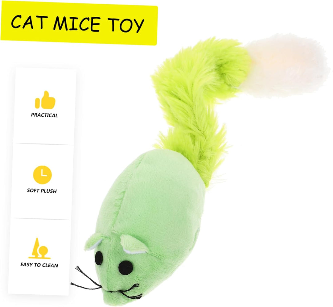 Cat Toy-Plush Rat with Fur Tail-1pc Pack (Color May Vary)