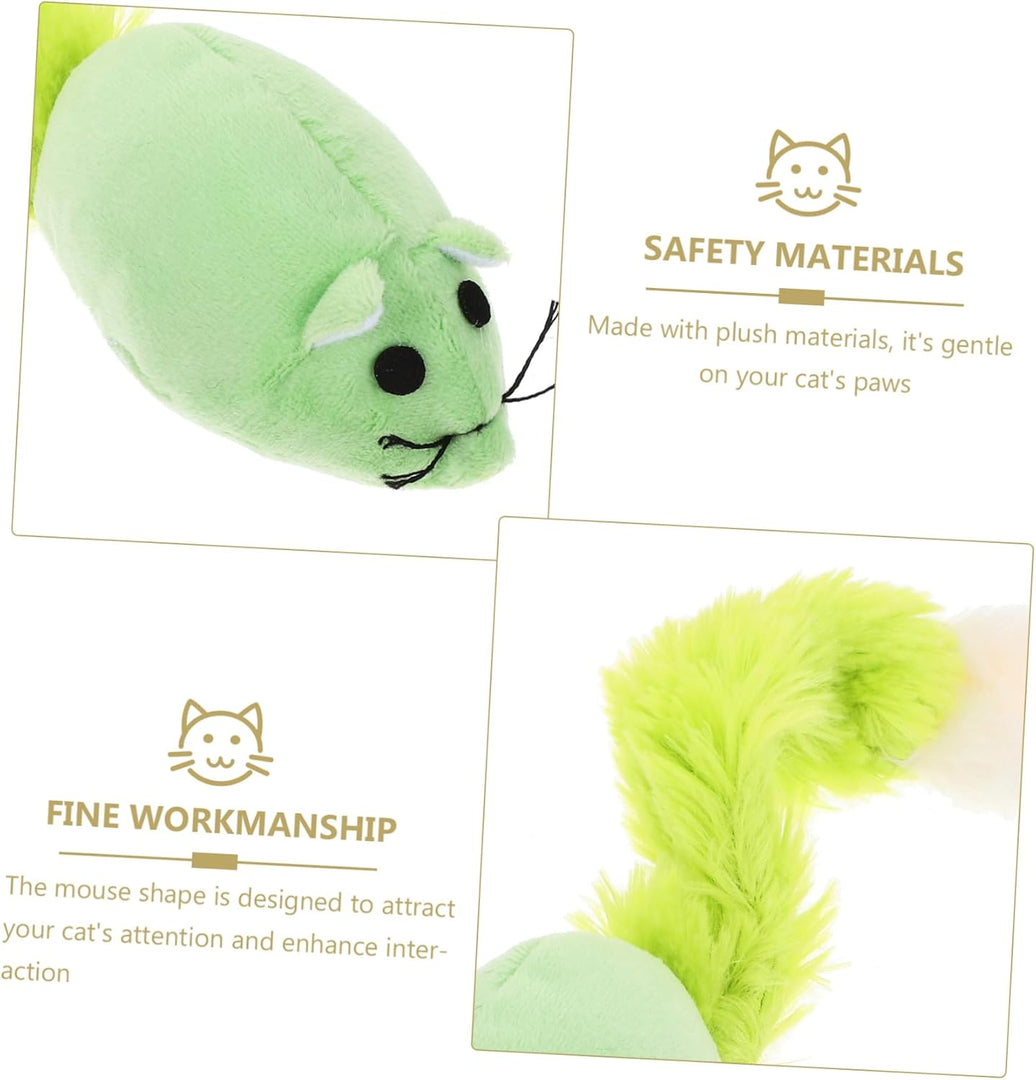Cat Toy-Plush Rat with Fur Tail-1pc Pack (Color May Vary)