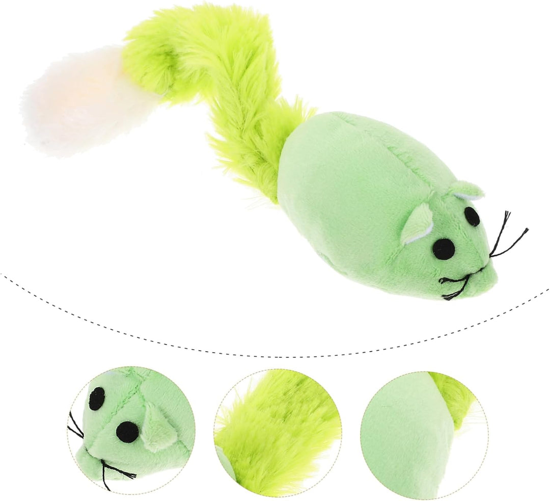 Cat Toy-Plush Rat with Fur Tail-1pc Pack (Color May Vary)