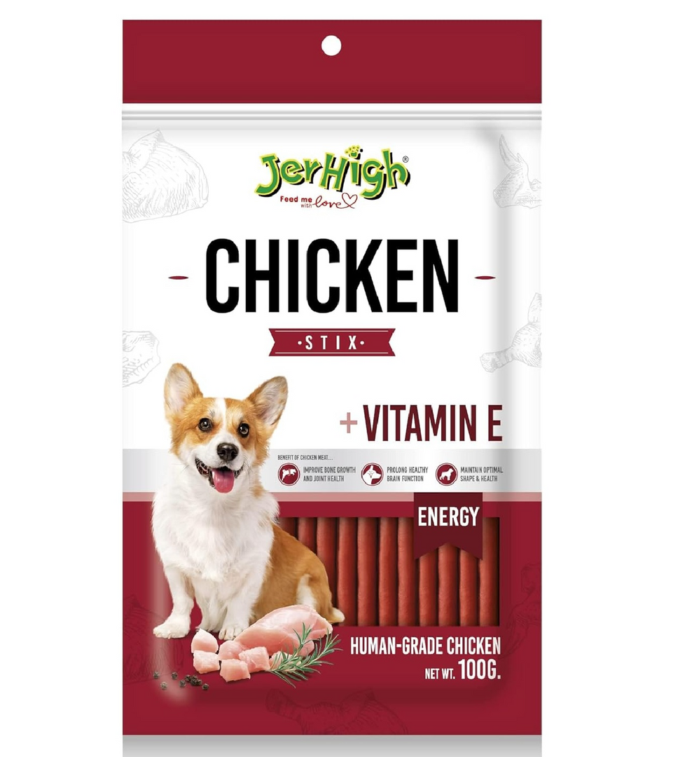 JerHigh Chicken Stix Dog Treat – 100gm | Healthy & Tasty Real Chicken Snack for Dogs