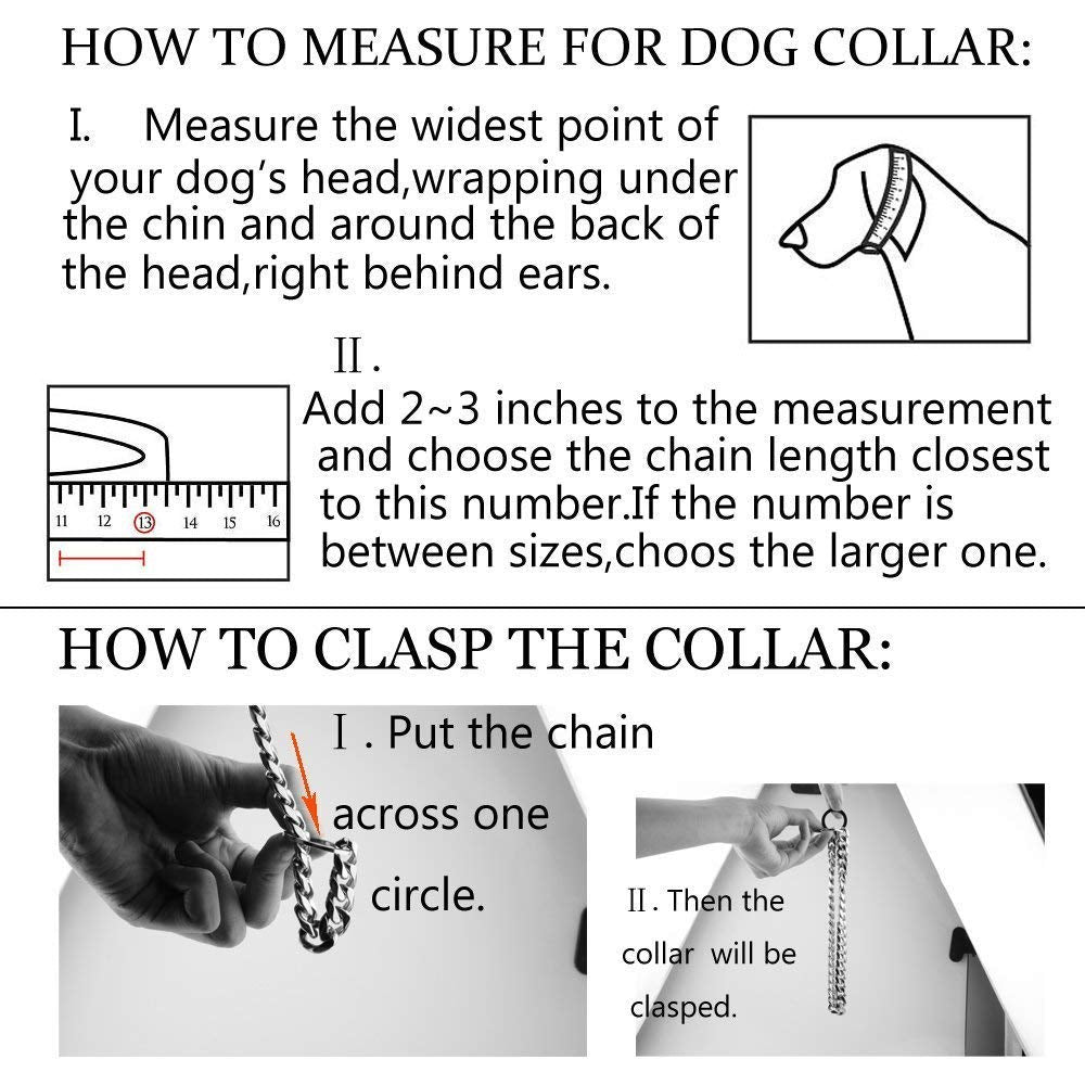 Heavy-Duty Stainless Steel Choke Chain Dog Training Collar