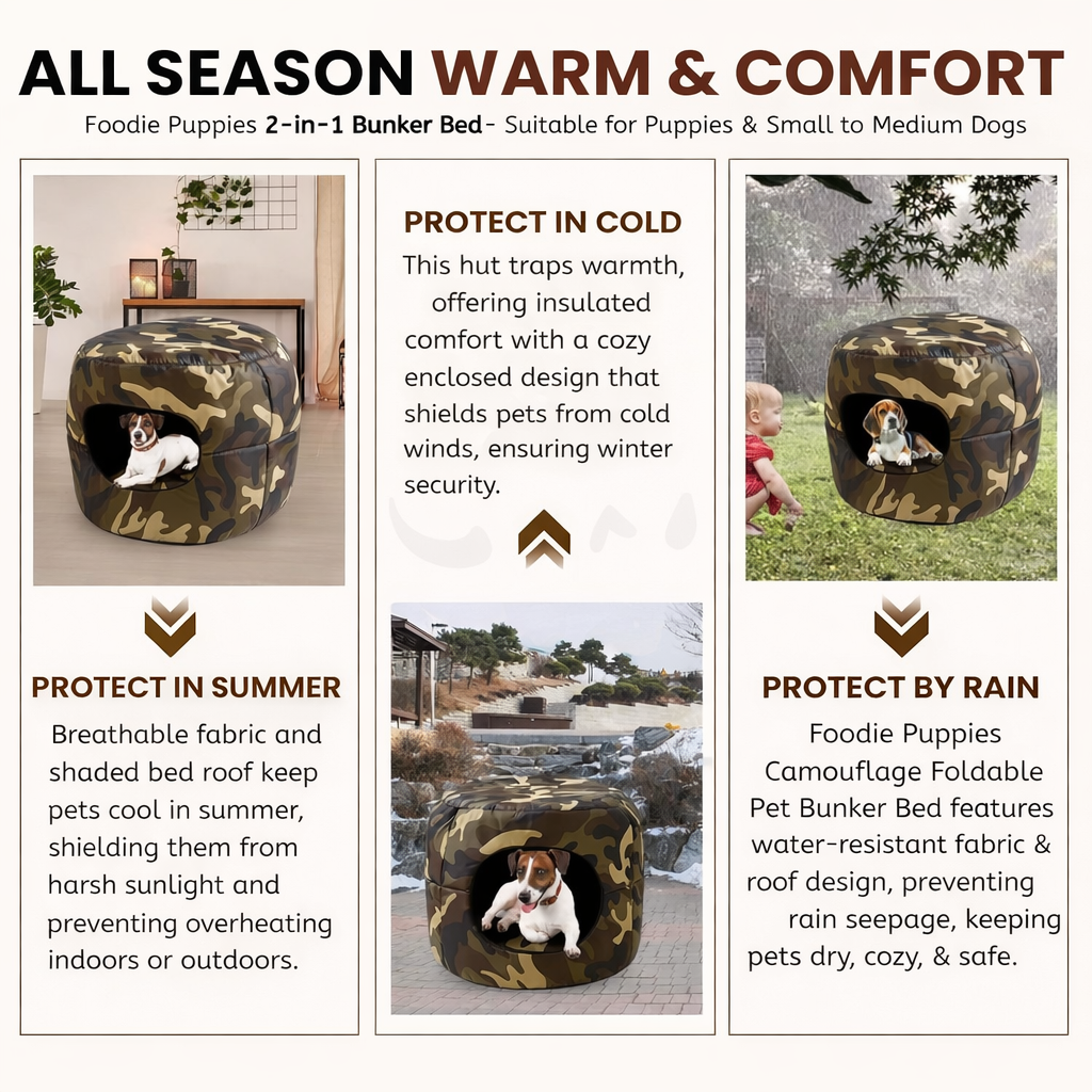 Camouflage Pet Den House – Premium Foldable Shelter for Dogs & Cats